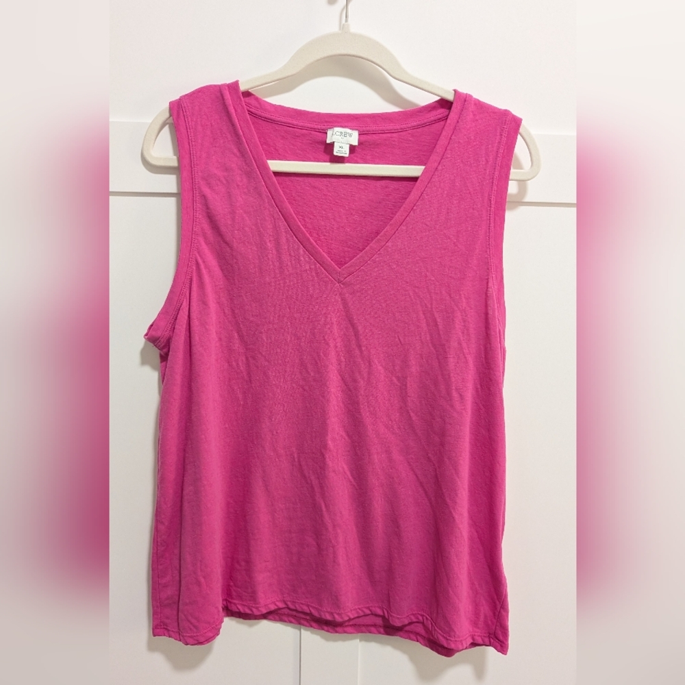 J. Crew Factory Bright Pink V-Neck Tank Top